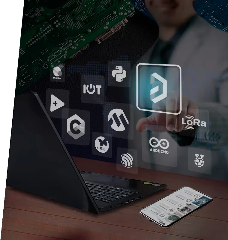 Imagen de un grupo de ingenieros haciendo un proyecto sobre una mesa